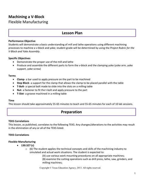 Lathe and milling lesson plan.